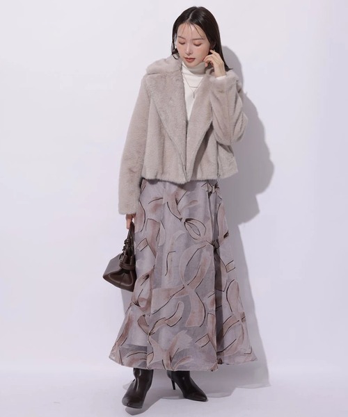 Mystrada（マイストラーダ）の「ノットモチーフフロッキースカート（スカート・レディース・ピンクベージュ/チャコールグレー・34/36/38）」の16枚目の写真