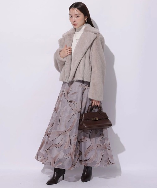 Mystrada（マイストラーダ）の「ノットモチーフフロッキースカート（スカート・レディース・ピンクベージュ/チャコールグレー・34/36/38）」の17枚目の写真