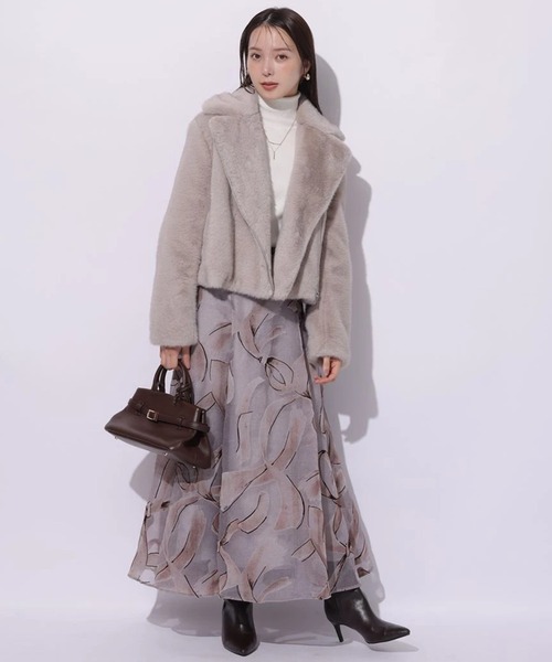 11/23限定価格★美品Mystrada ベールフロッキースカート　グレージュ Mystrada（マイストラーダ）の「ベールフロッキースカート（スカート