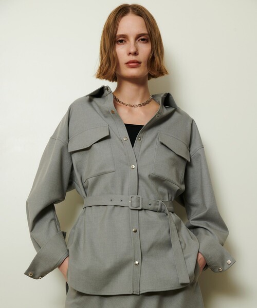 allureville(アルアバイル)の「サキソニーCPOシャツ(シャツ/ブラウス・レディース・グレー系その他/ネイビー・2)」の2枚目の写真