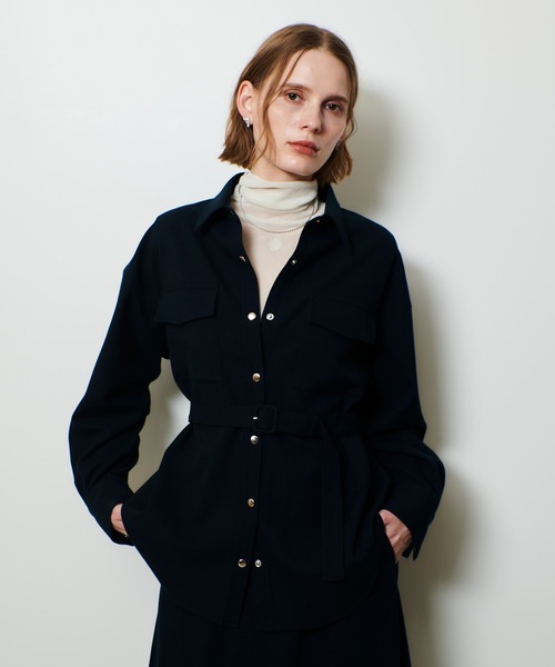 allureville(アルアバイル)の「サキソニーCPOシャツ(シャツ/ブラウス・レディース・グレー系その他/ネイビー・2)」の1枚目の写真
