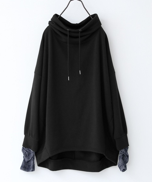 n'OrLABEL(ノアールレーベル)の「袖レイヤード裏起毛スタンドトップス(スウェット・レディース・チャコールグレー/ボルドー/ブラック・FREE)」の18枚目の写真