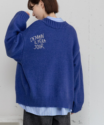バックロゴ刺繍ルーズカーディガン