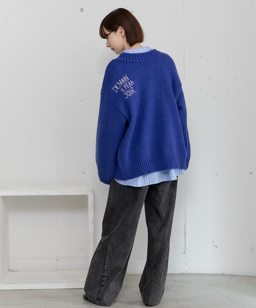 POU DOU DOU（プードゥドゥ）の「バックロゴ刺繍ルーズカーディガン（カーディガン/ボレロ・レディース・アイボリー/ブルー/グレー・M）」の12枚目の写真