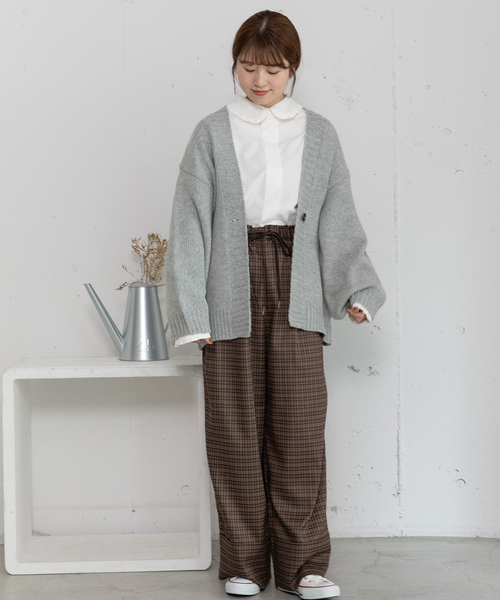 POU DOU DOU（プードゥドゥ）の「バックロゴ刺繍ルーズカーディガン（カーディガン/ボレロ・レディース・アイボリー/ブルー/グレー・M）」の20枚目の写真