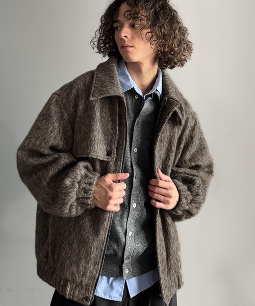セール】シャギーファー素材2way襟デザインブルゾン／Shaggy Fur 2-Way