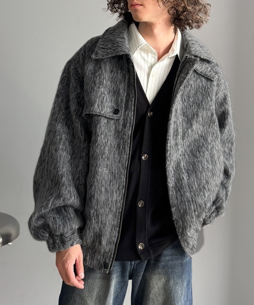 Classical Origin（クラシカルオリジン）の「シャギーファー素材2way襟デザインブルゾン／Shaggy Fur 2-Way Collar Design Blouson（ブルゾン・メンズ・ブラウン/グレー・SMALL/MEDIUM/LARGE）」の10枚目の写真