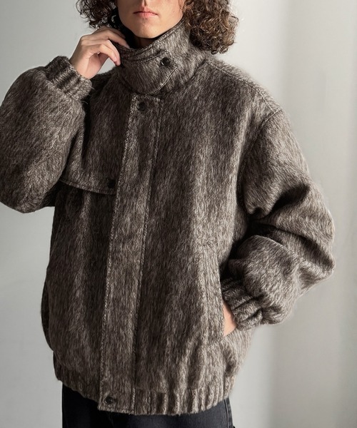 セール】シャギーファー素材2way襟デザインブルゾン／Shaggy Fur 2-Way