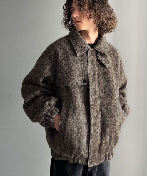 セール】シャギーファー素材2way襟デザインブルゾン／Shaggy Fur 2-Way