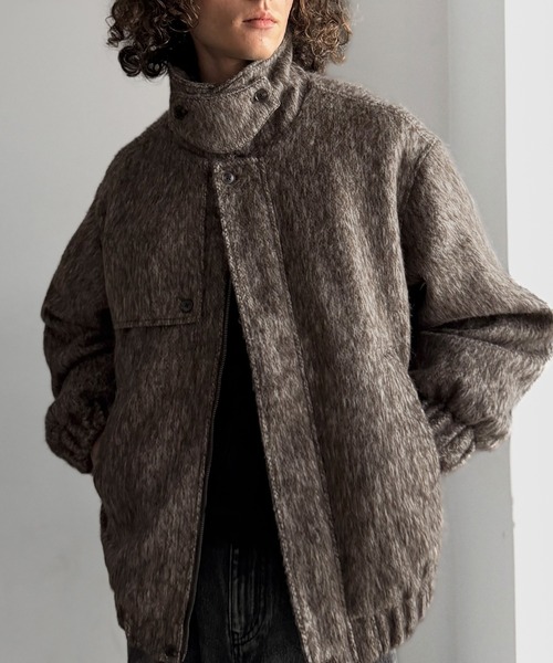 セール】シャギーファー素材2way襟デザインブルゾン／Shaggy Fur 2-Way