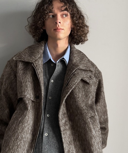 Classical Origin（クラシカルオリジン）の「シャギーファー素材2way襟デザインブルゾン／Shaggy Fur 2-Way Collar Design Blouson（ブルゾン・メンズ・ブラウン/グレー・SMALL/MEDIUM/LARGE）」の12枚目の写真