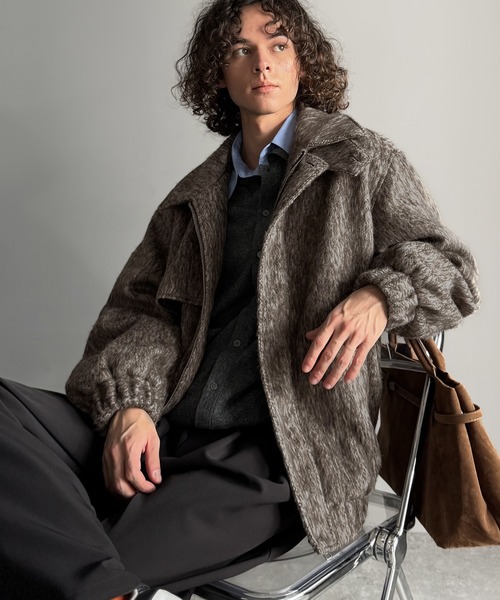 Classical Origin（クラシカルオリジン）の「シャギーファー素材2way襟デザインブルゾン／Shaggy Fur 2-Way Collar Design Blouson（ブルゾン・メンズ・ブラウン/グレー・SMALL/MEDIUM/LARGE）」の15枚目の写真