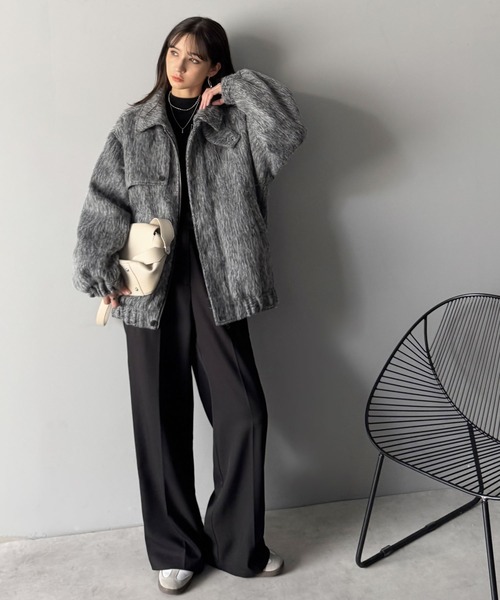 Classical Origin（クラシカルオリジン）の「シャギーファー素材2way襟デザインブルゾン／Shaggy Fur 2-Way Collar Design Blouson（ブルゾン・メンズ・ブラウン/グレー・SMALL/MEDIUM/LARGE）」の5枚目の写真