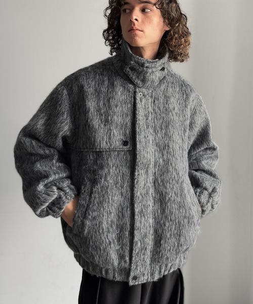 セール】シャギーファー素材2way襟デザインブルゾン／Shaggy Fur 2-Way