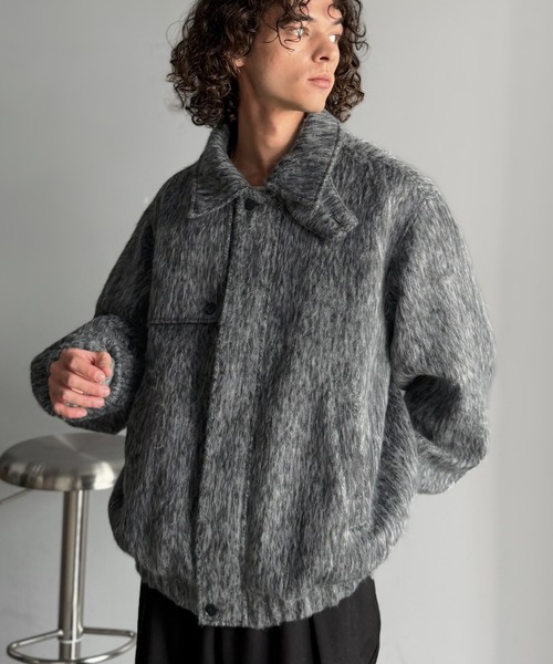 新品タグ付 Ballsey ボールジー ファージャケット シャギー 2way セール】シャギーファー素材2way襟デザインブルゾン／Shaggy Fur 2-Way