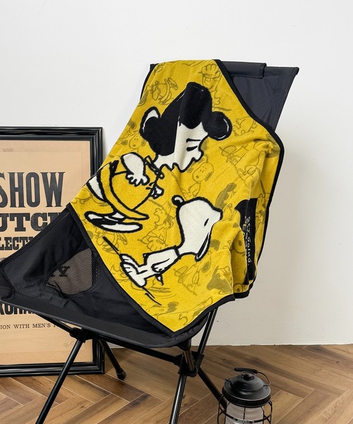 スヌーピー　ブランケット スヌーピー セブンティファイヴ ボア付ウォームクロス ブラウン