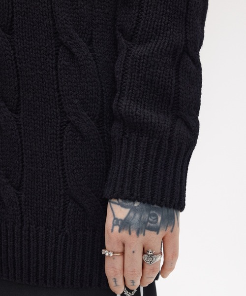 FRED PERRY(フレッドペリー)の「Roll Neck Cable Knit Jumper/ロールネックケーブルニット(ニット/セーター・レディース・ブラック・10)」の4枚目の写真