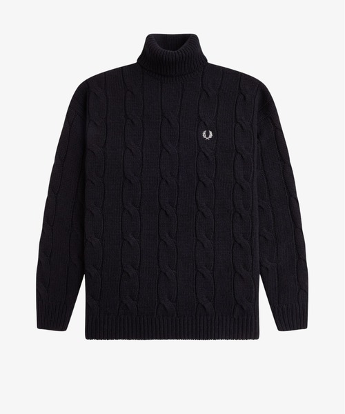 FRED PERRY(フレッドペリー)の「Roll Neck Cable Knit Jumper/ロールネックケーブルニット(ニット/セーター・レディース・ブラック・10)」の7枚目の写真