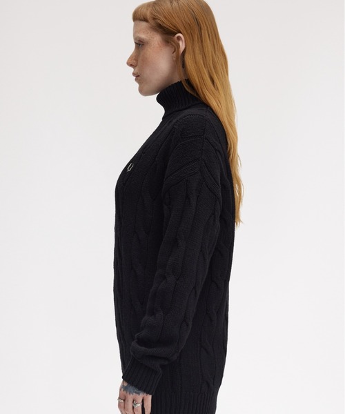 FRED PERRY(フレッドペリー)の「Roll Neck Cable Knit Jumper/ロールネックケーブルニット(ニット/セーター・レディース・ブラック・10)」の6枚目の写真