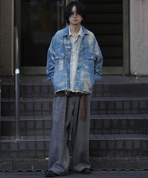 LIDNM（リドム）の「WOOL LINEN OXFORD BAGS（スラックス・メンズ・ヘザーグレー・SMALL/MEDIUM/LARGE）」の16枚目の写真