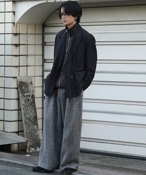 LIDNM（リドム）の「WOOL LINEN OXFORD BAGS（スラックス・メンズ・ヘザーグレー・SMALL/MEDIUM/LARGE）」の18枚目の写真