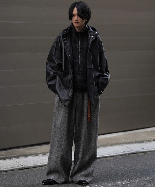 LIDNM（リドム）の「WOOL LINEN OXFORD BAGS（スラックス・メンズ・ヘザーグレー・SMALL/MEDIUM/LARGE）」の19枚目の写真