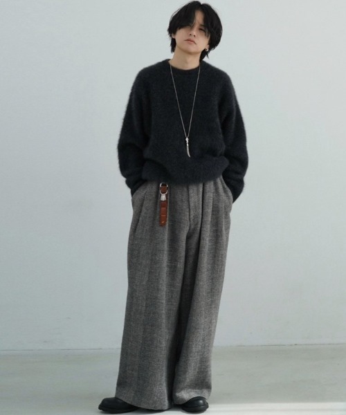 LIDNM（リドム）の「WOOL LINEN OXFORD BAGS（スラックス・メンズ・ヘザーグレー・SMALL/MEDIUM/LARGE）」の22枚目の写真