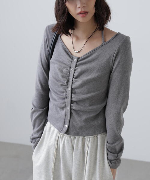 FREE'S MART（フリーズマート）の「◆フロントギャザーデコルテカットソー（Tシャツ/カットソー・レディース・グレー/ブラウン/ホワイト・FREE）」の20枚目の写真