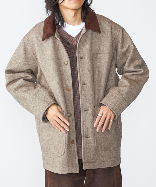 SHIPS（シップス）の「SHIPS: ウール ボンディング カバーオール（カバーオール・メンズ・ブラウン/ネイビー/グレー・MEDIUM/LARGE）」の3枚目の写真