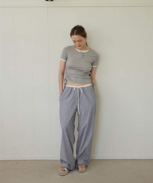 LETERIE(レテリー)の「COZY STRIPE WIDE PANTS_BLACK(その他パンツ・レディース・ブラック・FREE)」の2枚目の写真