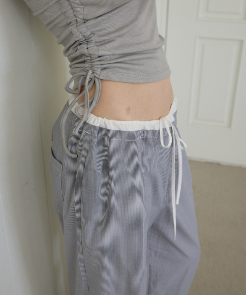 LETERIE(レテリー)の「COZY STRIPE WIDE PANTS_BLACK(その他パンツ・レディース・ブラック・FREE)」の3枚目の写真
