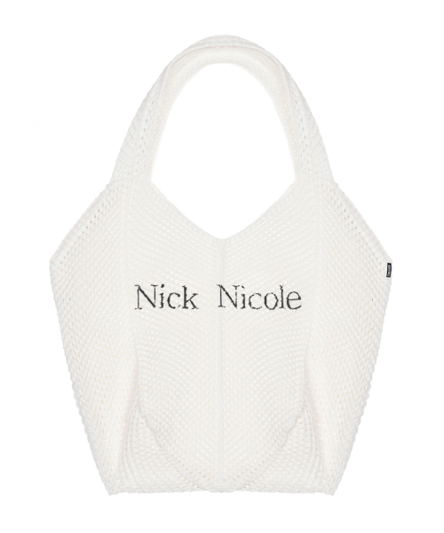 セール】NICOLE CROCHET KNIT BAG_IVORY（ショルダーバッグ 