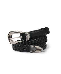 AAKAM | 25mm Braided Western Buckle Belt (Black)(ベルト)