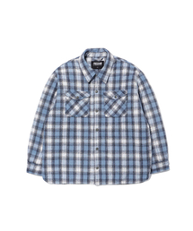 FREEDOM（フリーダム）の「バックロゴチェックシャツジャケット（スカイブルー）（ダウンジャケット/コート）」