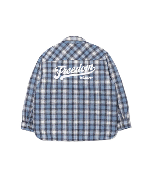 FREEDOM(フリーダム)の「バックロゴチェックシャツジャケット(スカイブルー)(ダウンジャケット/コート・メンズ・その他・LARGE/X-LARGE/XX-LARGE/XXX-LARGE)」の3枚目の写真