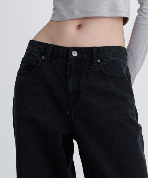 MUSINSA STANDARD WOMAN（ムシンサスタンダードウーマン）の「ウィメンズ ローライズ ワイドデニムパンツ [ウォッシュドブラック]（デニムパンツ・レディース・その他・30/24/25/26/27/28/29）」の5枚目の写真