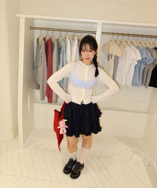 SINOON(シヌーン)の「Double Frill Skirt (Navy)(スカート・レディース・ネイビー・FREE)」の5枚目の写真