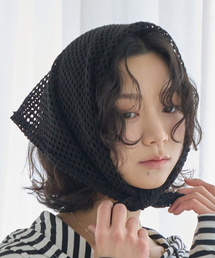 THE GREEN LAB（ザグリーンラボ）の「ニットクロシェバンダナスカーフ[ブラック]（バンダナ/スカーフ）」