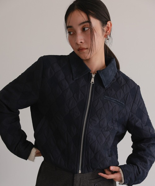 TENTO（テント）の「ショート丈 キルティング ブルゾン（ブルゾン・レディース・アイボリー/ネイビー・36/38）」の2枚目の写真