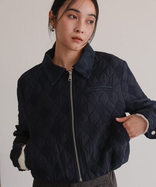 TENTO（テント）の「ショート丈 キルティング ブルゾン（ブルゾン・レディース・アイボリー/ネイビー・36/38）」の13枚目の写真