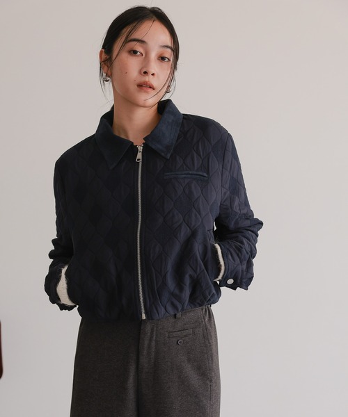 TENTO（テント）の「ショート丈 キルティング ブルゾン（ブルゾン・レディース・アイボリー/ネイビー・36/38）」の15枚目の写真