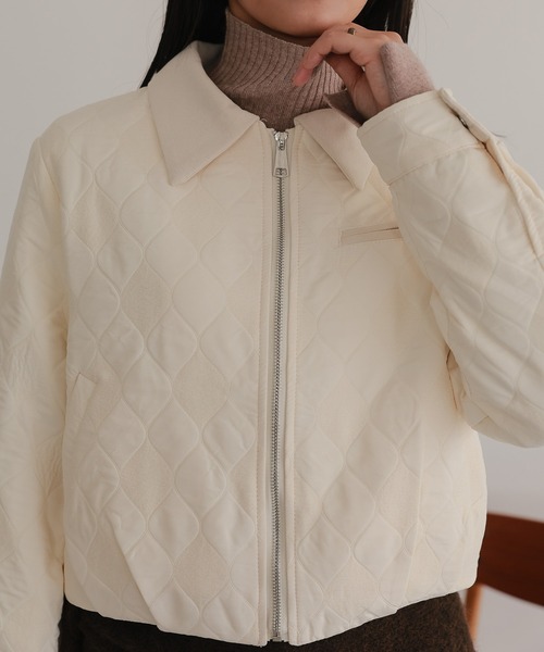 TENTO（テント）の「ショート丈 キルティング ブルゾン（ブルゾン・レディース・アイボリー/ネイビー・36/38）」の12枚目の写真