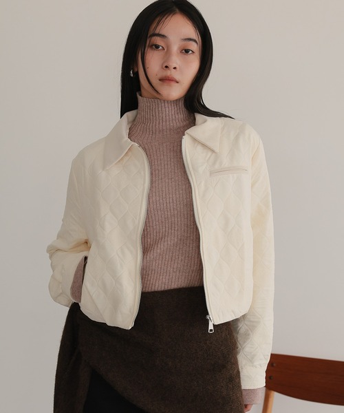 TENTO（テント）の「ショート丈 キルティング ブルゾン（ブルゾン・レディース・アイボリー/ネイビー・36/38）」の5枚目の写真