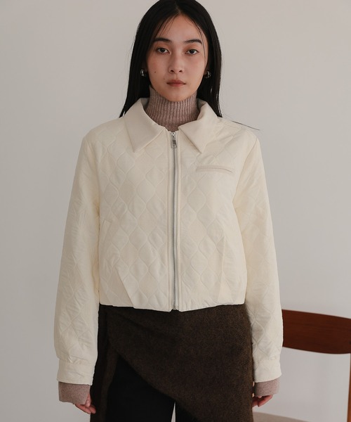 TENTO（テント）の「ショート丈 キルティング ブルゾン（ブルゾン・レディース・アイボリー/ネイビー・36/38）」の10枚目の写真
