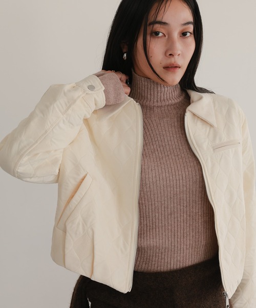 TENTO（テント）の「ショート丈 キルティング ブルゾン（ブルゾン・レディース・アイボリー/ネイビー・36/38）」の3枚目の写真