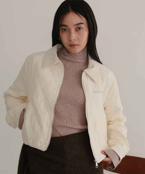 TENTO（テント）の「ショート丈 キルティング ブルゾン（ブルゾン・レディース・アイボリー/ネイビー・36/38）」の4枚目の写真