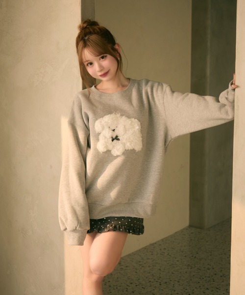 TITTY&CO.（ティティーアンドコー）の「もこもこドッグ刺繍スウェットプルオーバー（スウェット・レディース・ブラック/クリーム/グレー・FREE）」の20枚目の写真