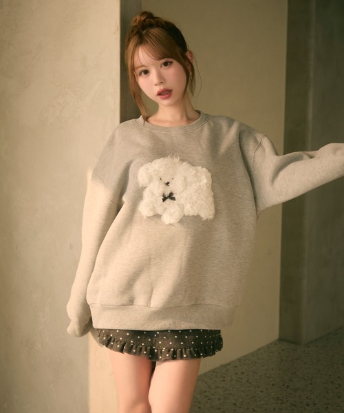 TITTY&CO.（ティティーアンドコー）の「もこもこドッグ刺繍スウェットプルオーバー（スウェット・レディース・ブラック/クリーム/グレー・FREE）」の22枚目の写真