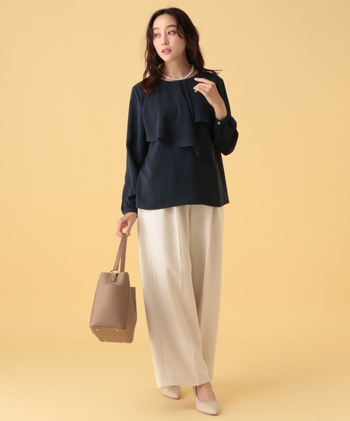 Elura（エルーラ）の「≪入卒/セレモニー/通勤≫フリルブラウス/602135（シャツ/ブラウス・レディース・ホワイト/ネイビー/ホワイト系その他/ブラック・LARGE/MEDIUM）」の14枚目の写真