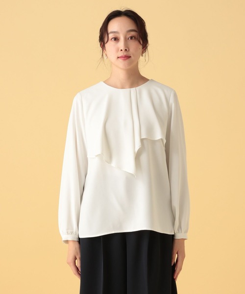 Elura（エルーラ）の「≪入卒/セレモニー/通勤≫フリルブラウス/602135（シャツ/ブラウス・レディース・ホワイト/ネイビー/ホワイト系その他/ブラック・LARGE/MEDIUM）」の15枚目の写真